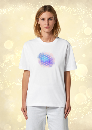T-Shirt Unisex Premium Organic Flower of Life blue
