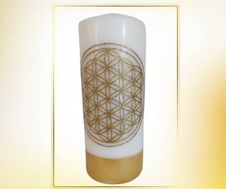 Kerze  Blume des Lebens gold