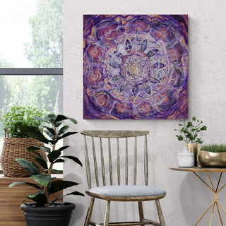 Stampa artistica del chakra della corona con immagine della luna nuova
