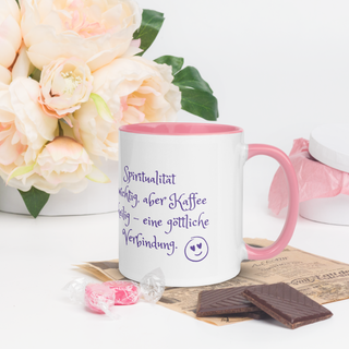 Tasse Kronenchakra Spiritualität  ist wichtig, aber Kaffee...